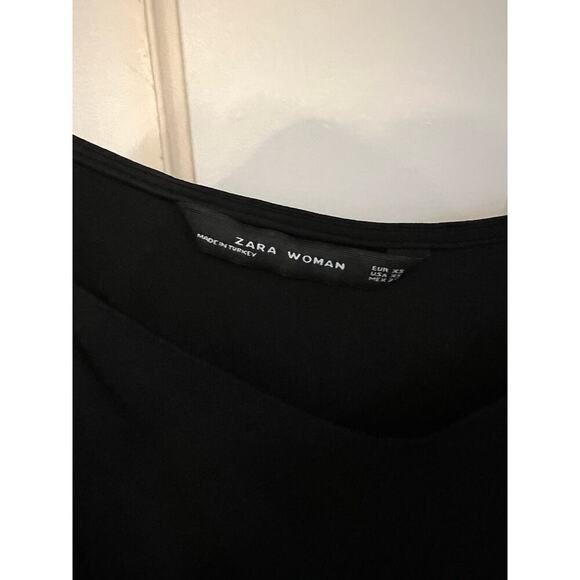 Zara Black V Neck Sheer Long Sleeve Cropped Top Going Out Blouse Women's XS Sexy - Picture 6 of 11